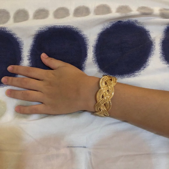 NEW Metallic Braided Wide Cuff Bracelet - Picture 3 of 6